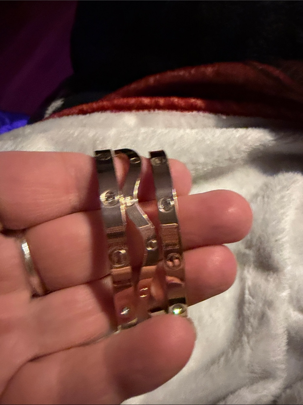 3 Women's Rose Gold Stainless Steel Bangle Bracelets